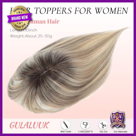 10 Inch Human Hair Topper with Bangs Swiss Base 360 Coverage Daily Wear